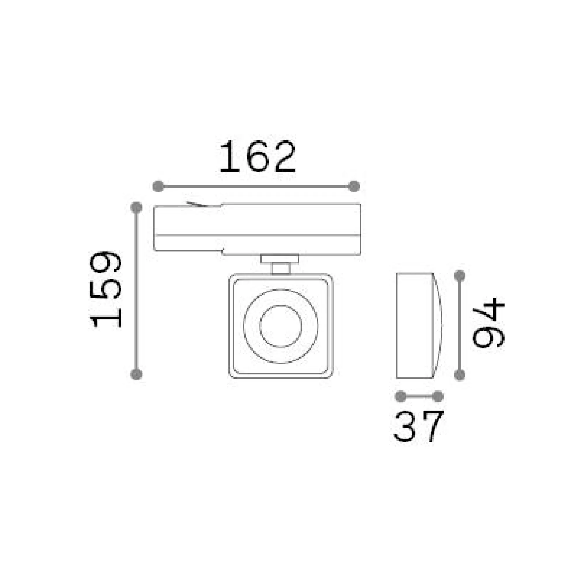 Sistema luce binario POV TRACK SQUARE WH, 16 x 4 x h16 cm,<Dmora Shop
