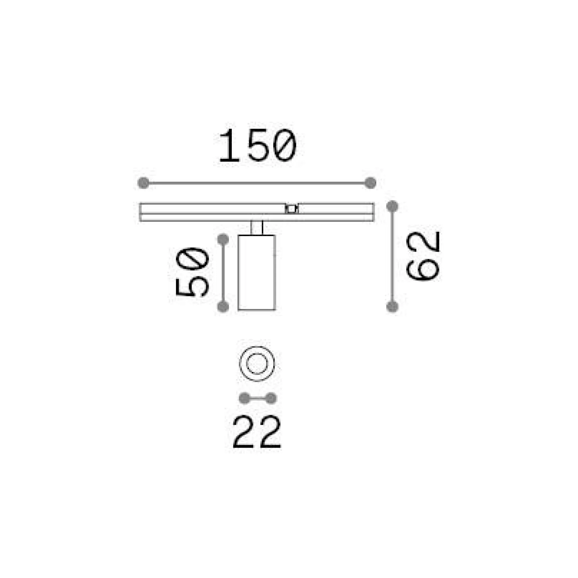 Sistema luce binario STICK TRACK SINGLE 03W, 15 x 2 x h6 cm,<Dmora Sale
