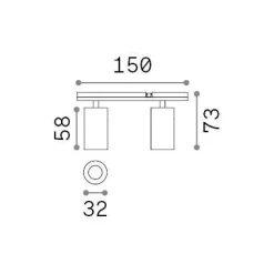 Sistema luce binario STICK TRACK DOUBLE 10W, 15 x 3 x h7 cm,<Dmora New