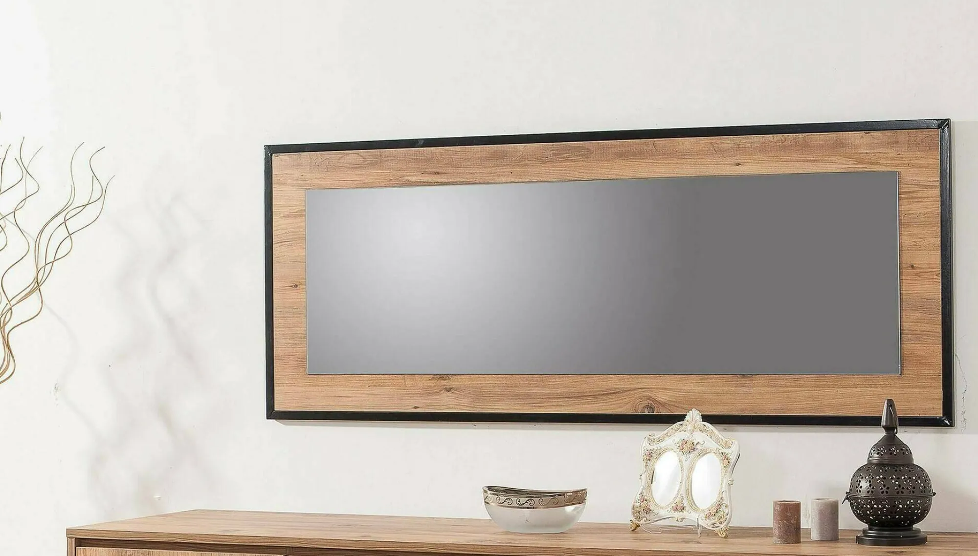 Specchio Dpiraccin, 150x2 h60 cm, Quercia e Nero<Dmora Outlet