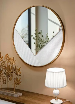 Specchio Santelia, 80x4 h80 cm, Bianco e Oro<Dmora Shop