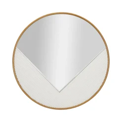 Specchio Santelia, 80x4 h80 cm, Bianco e Oro<Dmora Shop