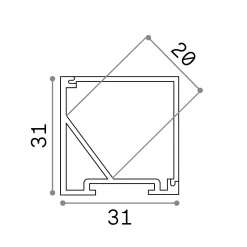 Striscia Led SLOT ANG QUADRO D31xD31 3000 mm WH, 300 x 3 x h3 cm,<Dmora Shop