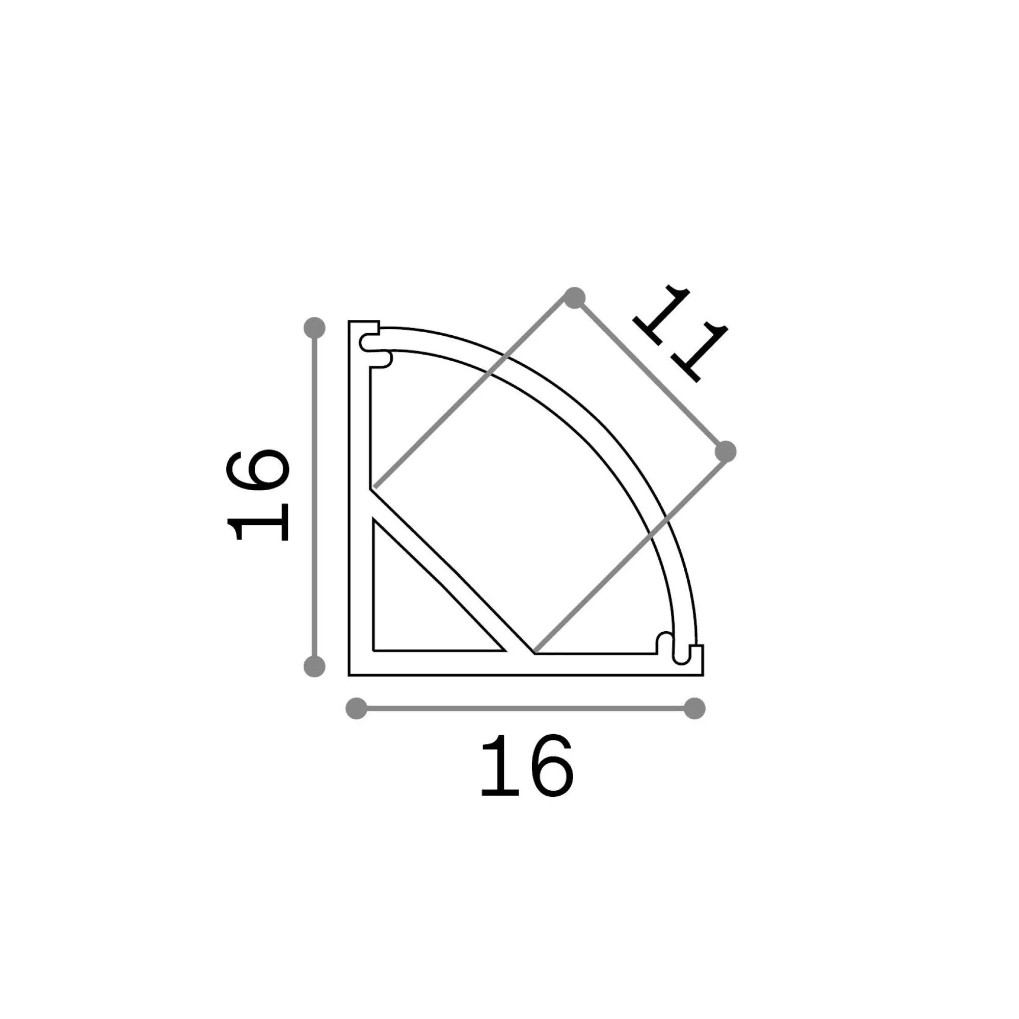 Striscia Led SLOT ANG TONDO D16xD16 1000 mm AL, 100 x 2 x h2 cm,<Dmora Shop