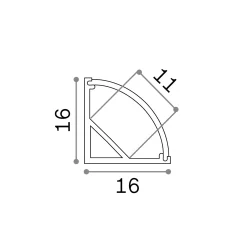 Striscia Led SLOT ANG TONDO D16xD16 1000 mm WH, 100 x 2 x h2 cm,<Dmora Discount