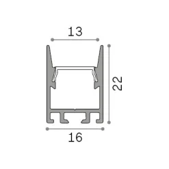 Striscia Led SLOT SUR D16 x D22 2000 mm BK, 2 x 2 x h200 cm,<Dmora Fashion