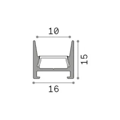 Striscia Led SLOT SUR D16 x D15 2000 mm WH, 2 x 2 x h200 cm,<Dmora Best
