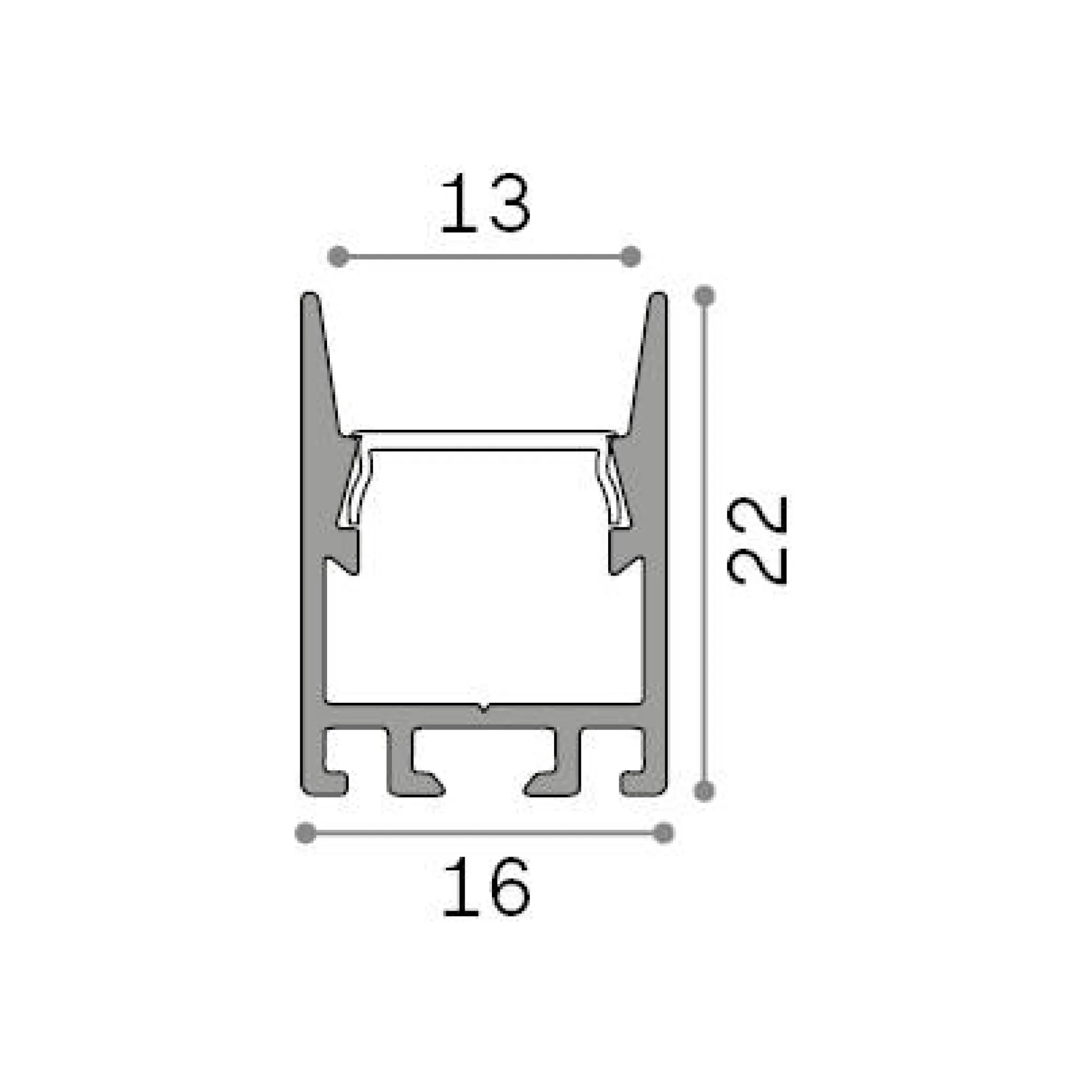 Striscia Led SLOT SUR D16 x D22 2000 mm BK, 2 x 2 x h200 cm,<Dmora Fashion