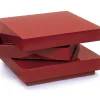 Tavolino con doppio ripiano rotante in MDF laccato lucido<Dmora Fashion