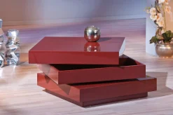 Tavolino con doppio ripiano rotante in MDF laccato lucido<Dmora New