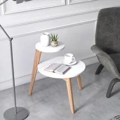 Tavolino da caffè con due piani rotondi, cm 50 x 50 x 62, colore<Dmora Discount