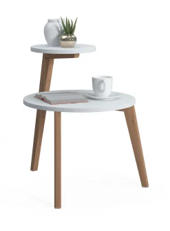 Tavolino da caffè con due piani rotondi, cm 50 x 50 x 62, colore<Dmora Sale