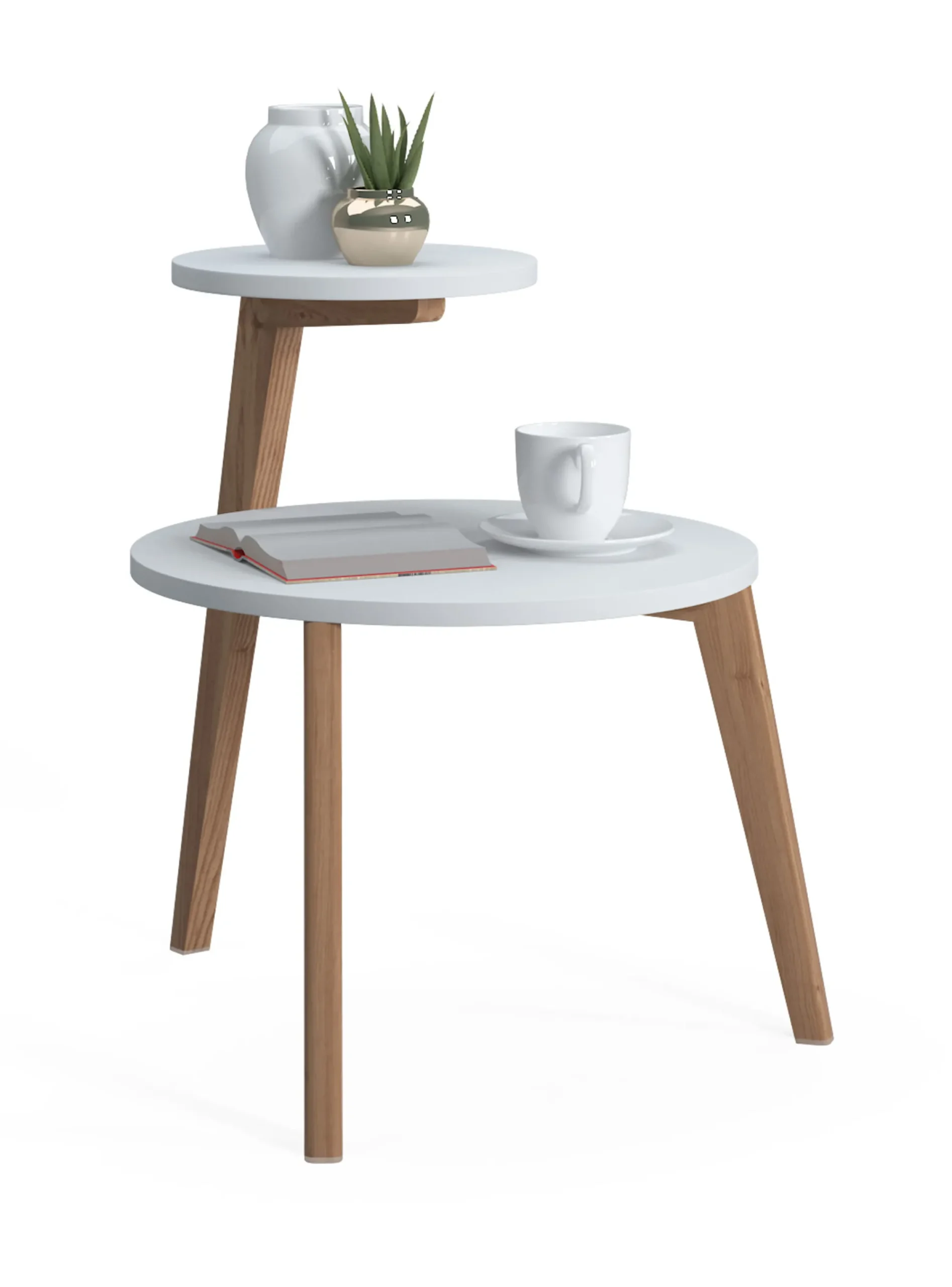 Tavolino da caffè con due piani rotondi, cm 50 x 50 x 62, colore<Dmora Sale