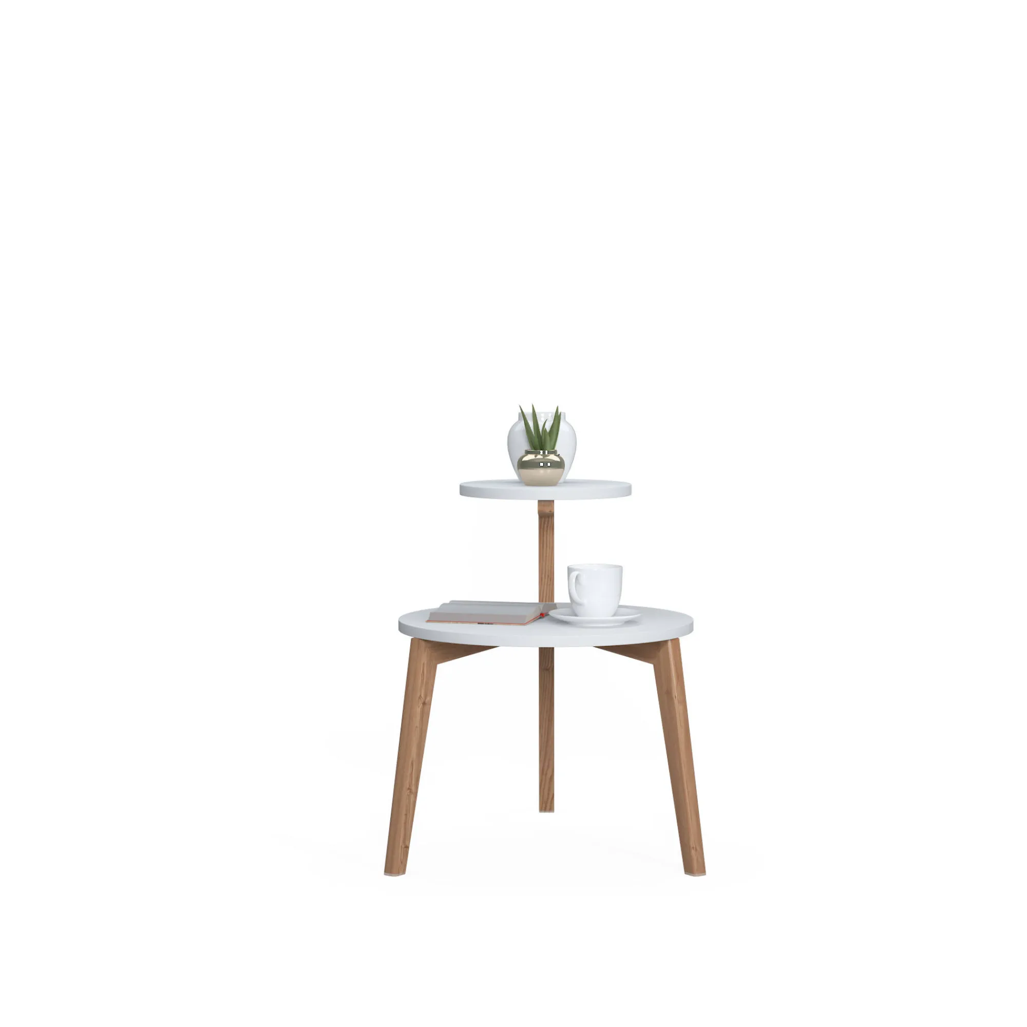 Tavolino da caffè con due piani rotondi, cm 50 x 50 x 62, colore<Dmora Discount