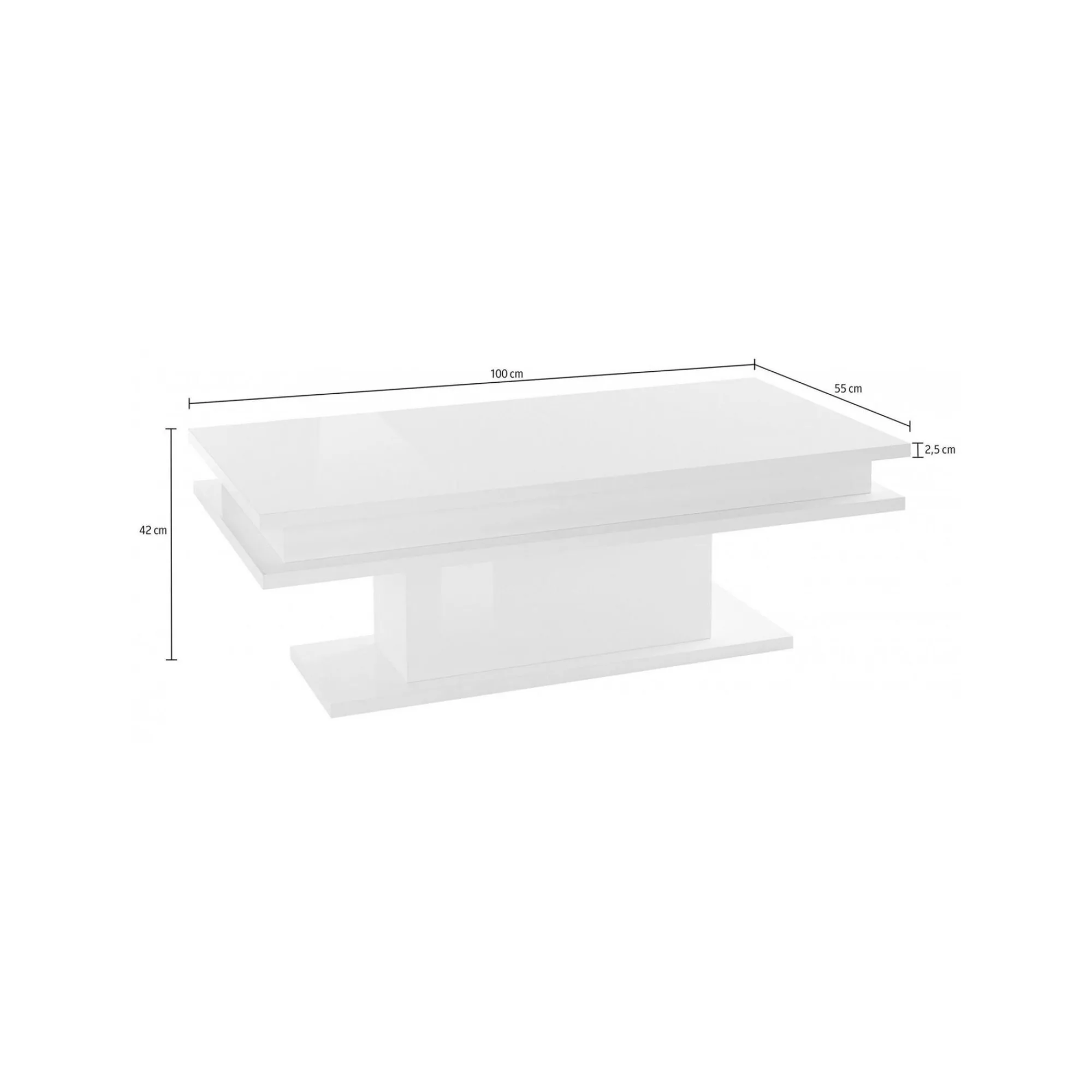 Tavolino da salotto Aboronzi, cm 100x55h42, con luce LED<Dmora Sale
