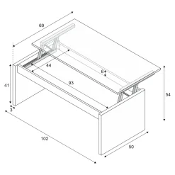 Tavolino da salotto Adrina, 102x50h43/54 cm,<Dmora Flash Sale