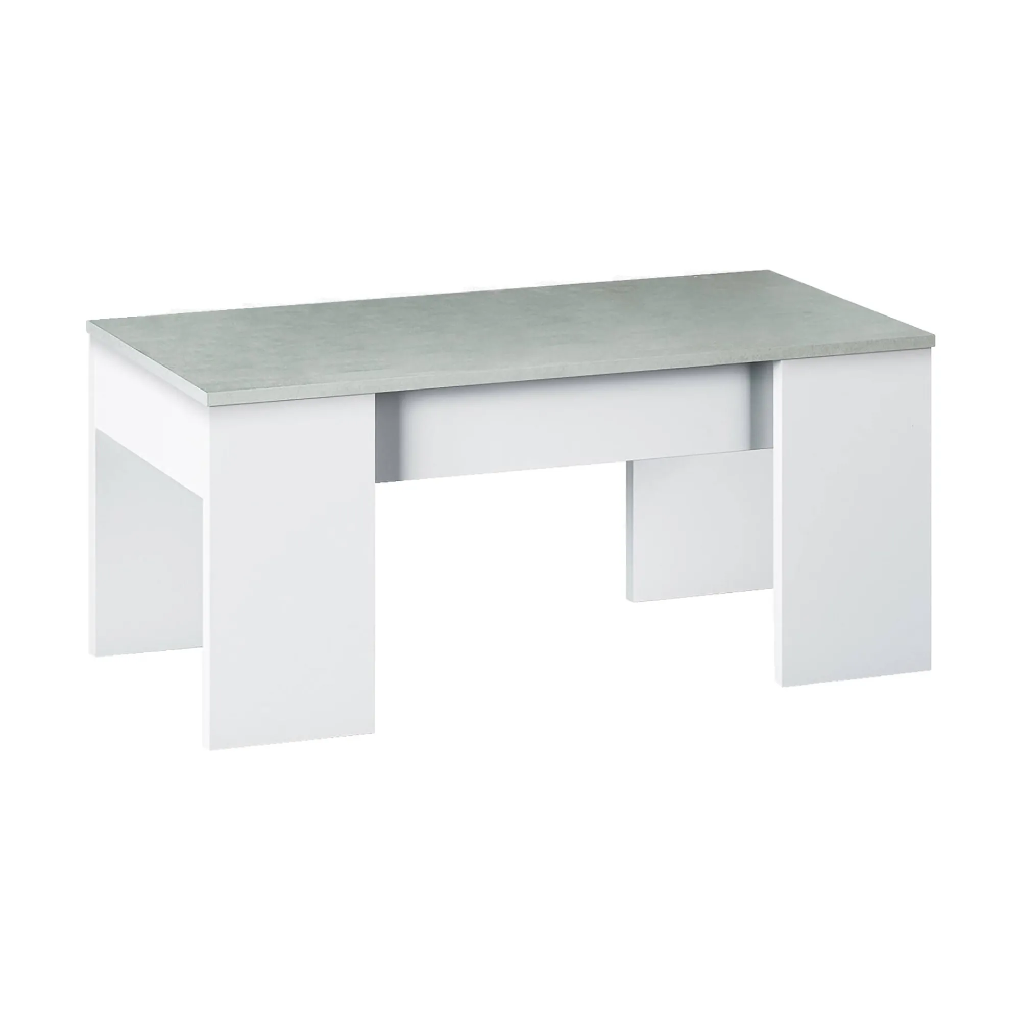 Tavolino da salotto Almas, 100x50h45/56 cm, Bianco e cemento<Dmora Best Sale