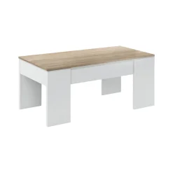 Tavolino da salotto Almas, 100x50h45/56 cm, Bianco e Rovere<Dmora Store