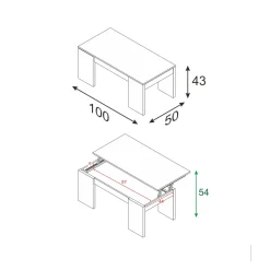 Tavolino da salotto Almo, 100x50h43/84 cm,<Dmora Discount