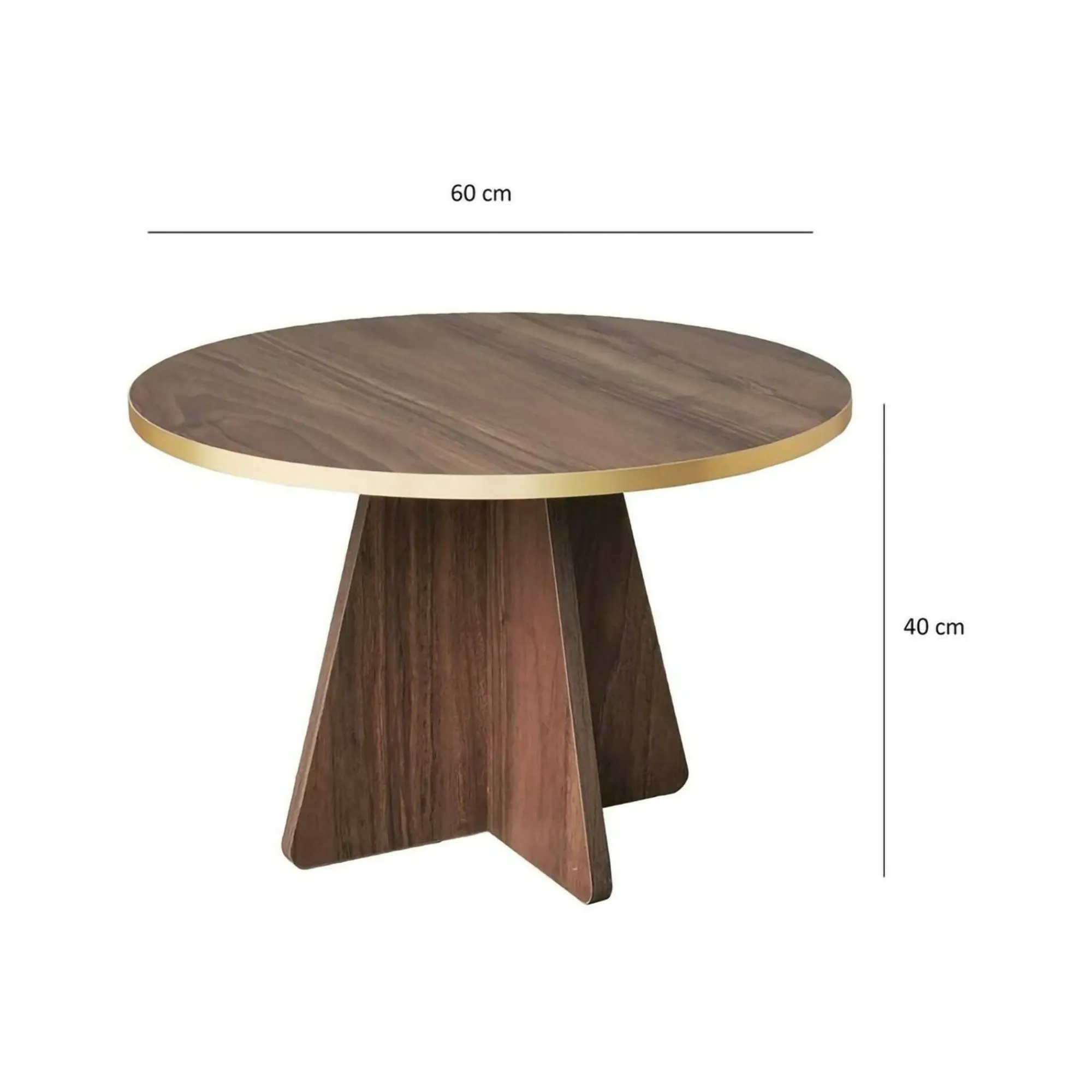 Tavolino da salotto Armanda, 60x60h40 cm, Oro e Noce<Dmora Online