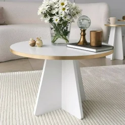 Tavolino da salotto Armanda, 60x60h40 cm, Oro e Bianco<Dmora Store