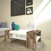 Tavolino da salotto Ashar, cm 110x60h40, Bianco lucido e Acero<Dmora Cheap