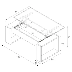 Tavolino da salotto Aspra, 105x55h45/56 cm,<Dmora Online