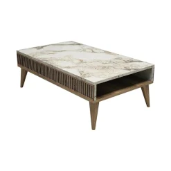 Tavolino da salotto Atrani, 105x60h35 cm, Noce e Bianco<Dmora Outlet