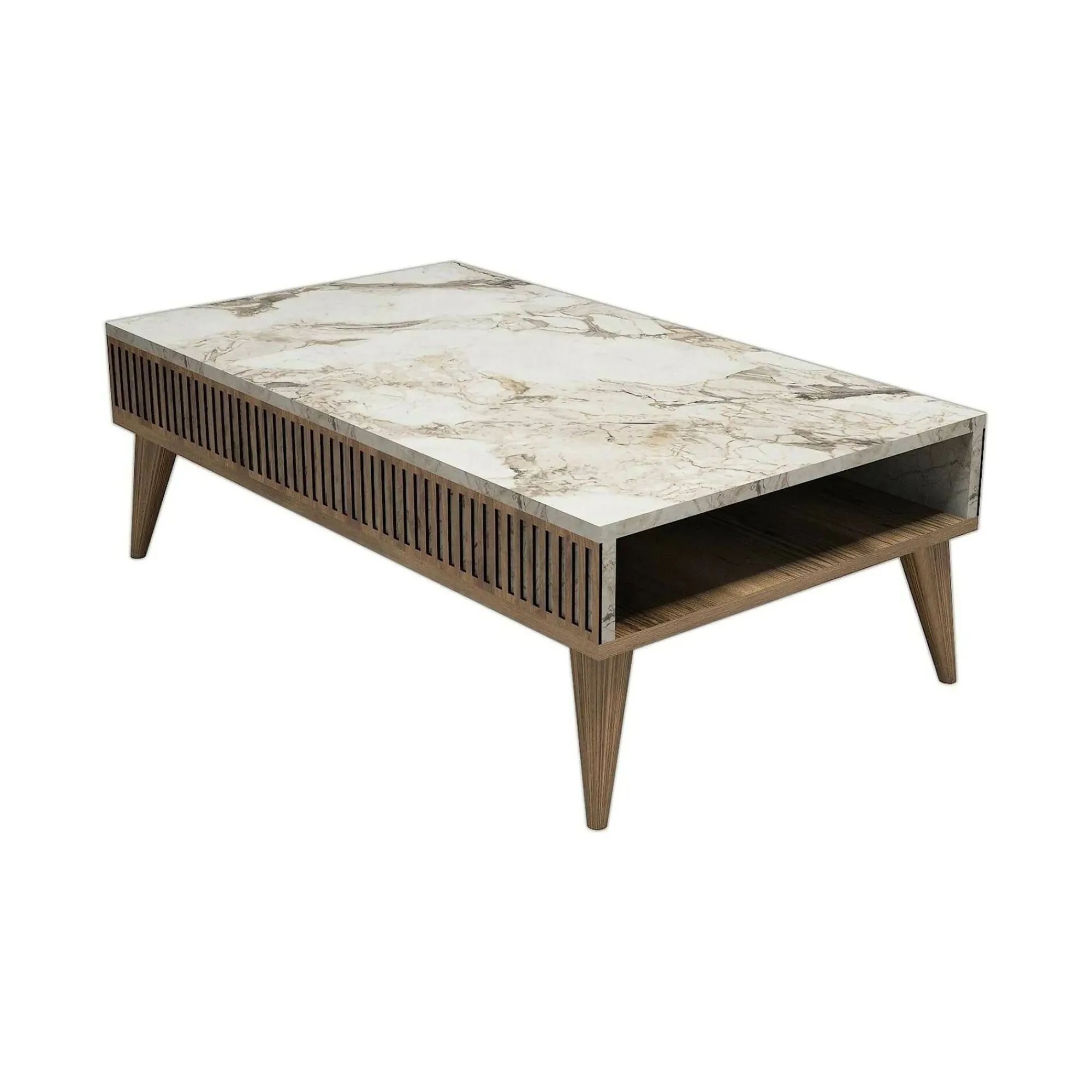 Tavolino da salotto Atrani, 105x60h35 cm, Noce e Bianco<Dmora Outlet