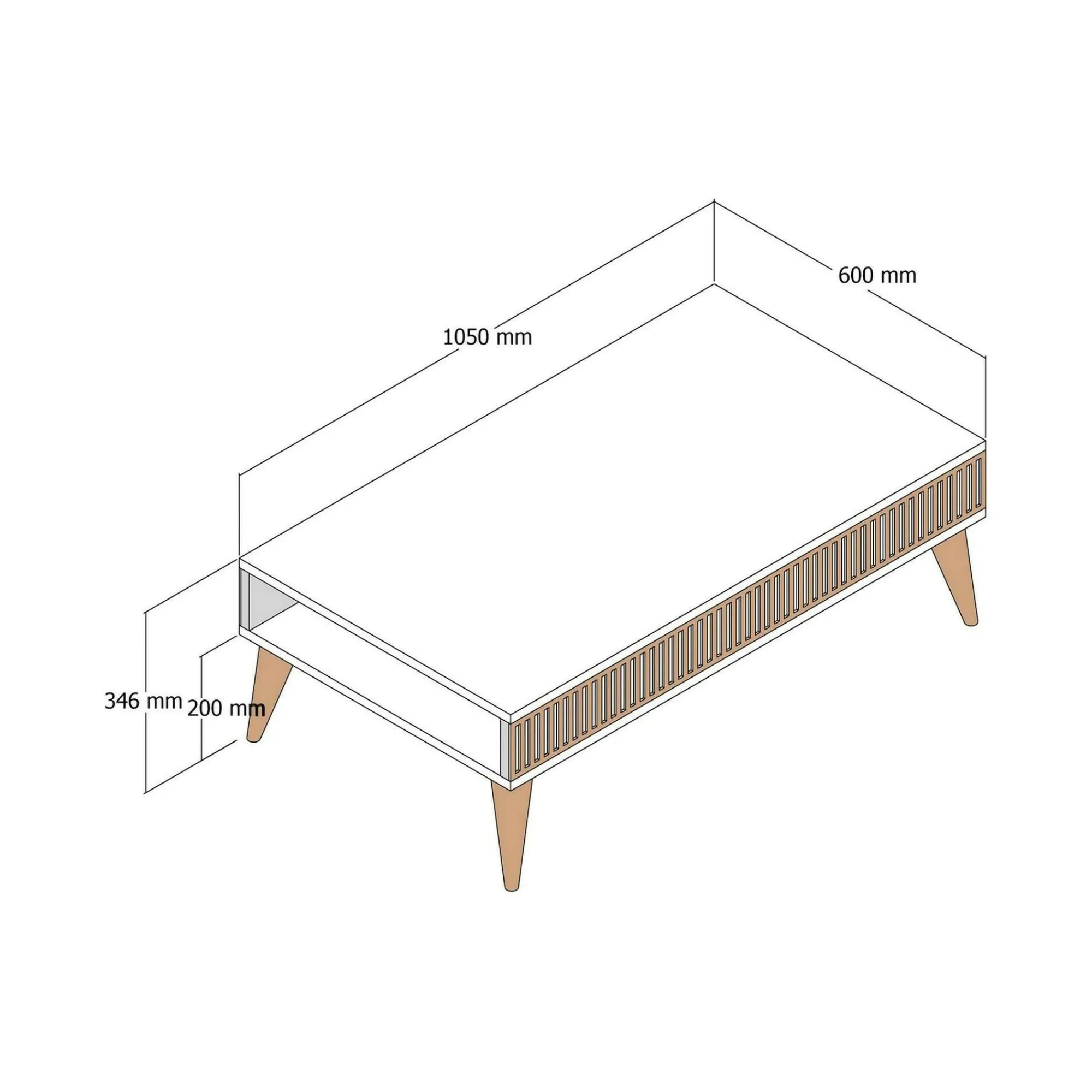 Tavolino da salotto Atrani, 105x60h35 cm, Noce e Bianco<Dmora Outlet