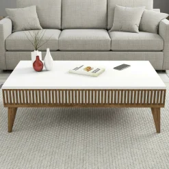 Tavolino da salotto Atrani, 105x60h35 cm, Noce e Bianco<Dmora Outlet