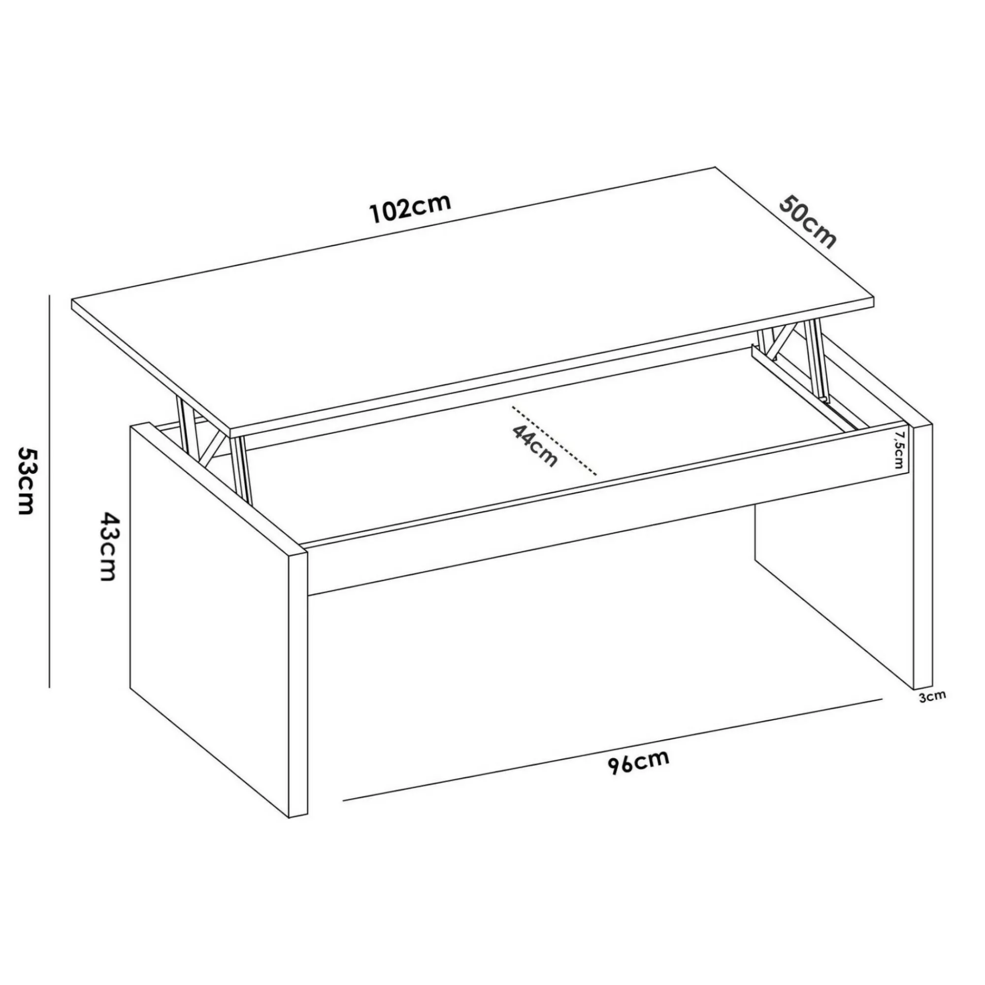 Tavolino da salotto Audi, 102x50h43 cm,<Dmora Cheap