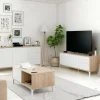 Tavolino da salotto Axinia, 100x50h40 cm, Rovere e Bianco<Dmora New