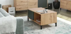 Tavolino da salotto Axinia, 100x50h40 cm, Rovere nodi e Antracite<Dmora Fashion
