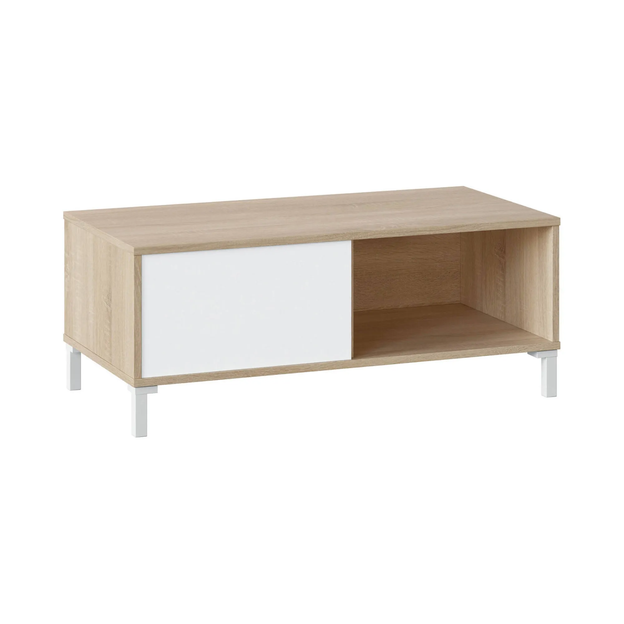 Tavolino da salotto Axinia, 100x50h40 cm, Rovere e Bianco<Dmora New