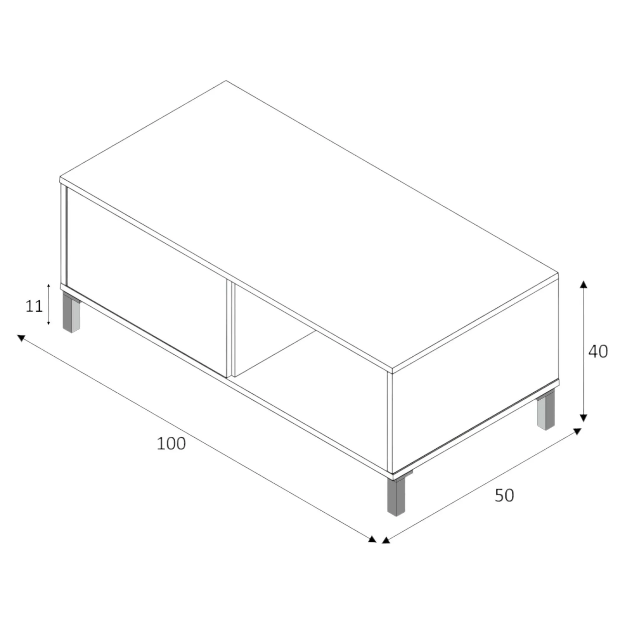 Tavolino da salotto Axinia, 100x50h40 cm, Rovere nodi e Antracite<Dmora Fashion