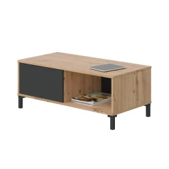 Tavolino da salotto Axinia, 100x50h40 cm, Rovere nodi e Antracite<Dmora Fashion