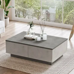 Tavolino da salotto Ay, 90x60h32 cm, Argento e Antracite<Dmora Best
