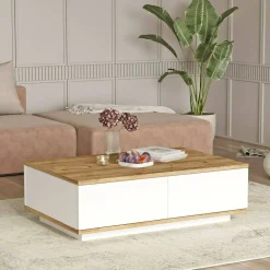 Tavolino da salotto Babila, 90x60h29 cm, Quercia e Bianco<Dmora Flash Sale