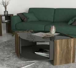 Tavolino da salotto Baone, 75x75h40 cm, Noce e Nero<Dmora Discount