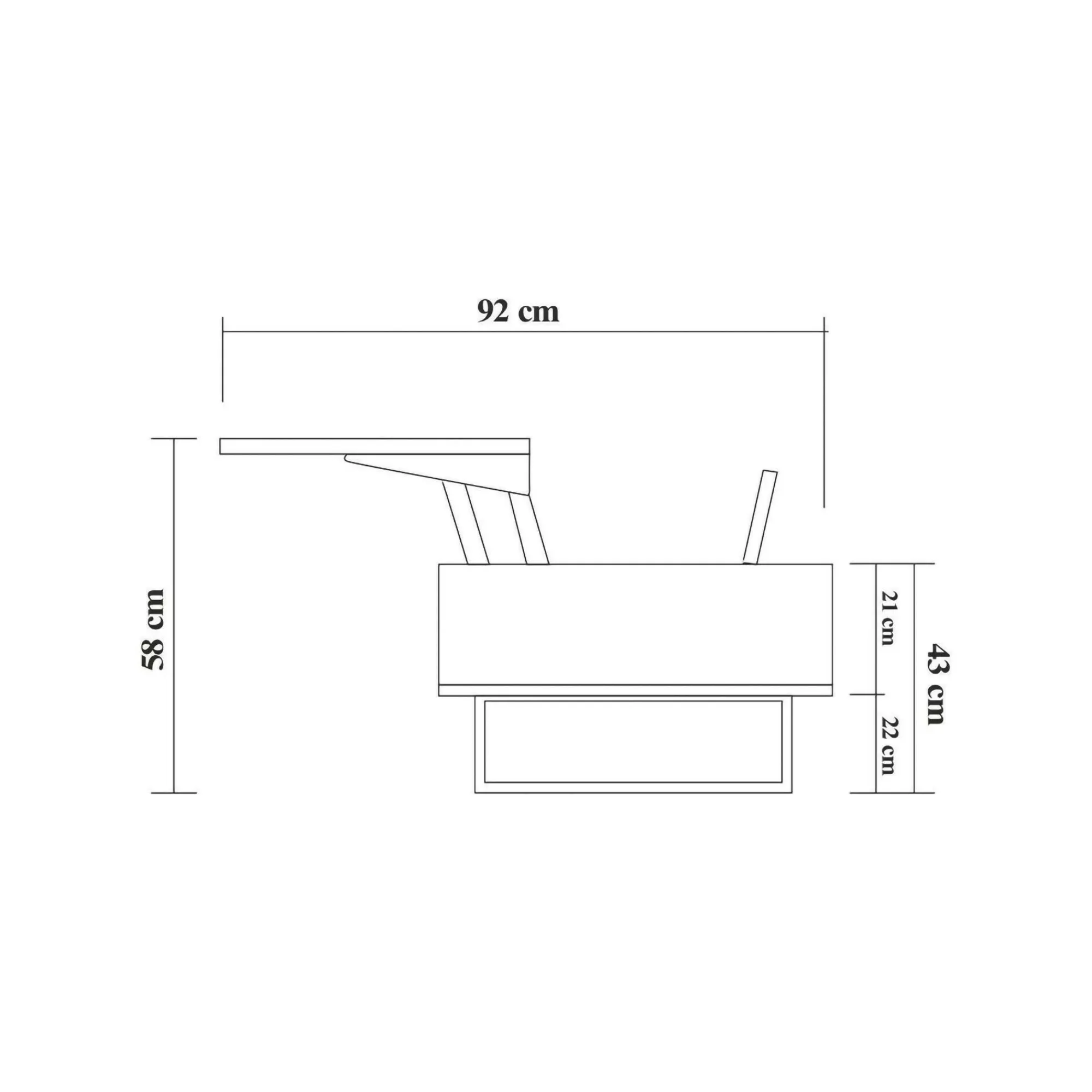 Tavolino da salotto Barghe, 120x60h43 cm, Noce e Nero<Dmora Cheap