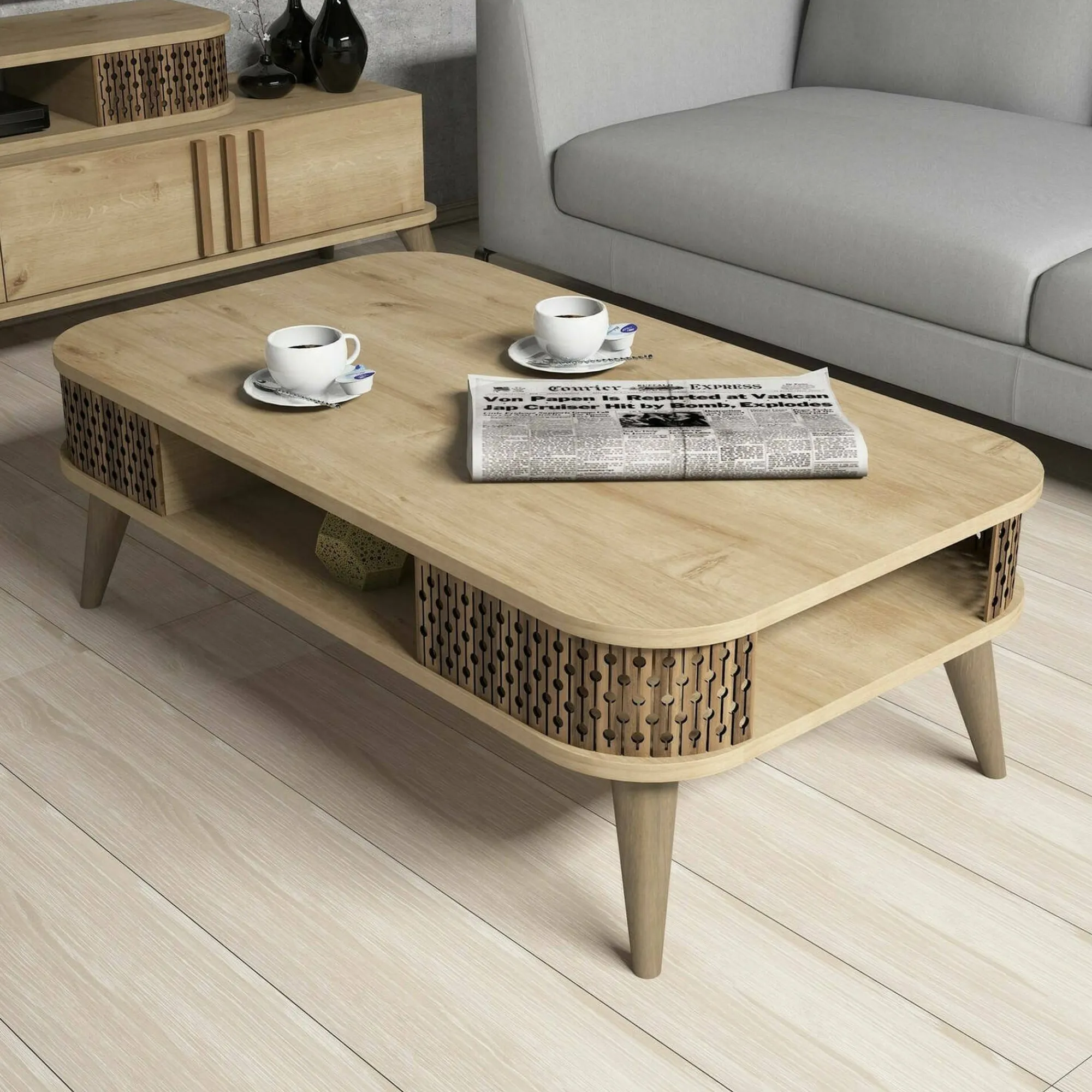 Tavolino da salotto Cigno, 105x60h35 cm,<Dmora Clearance