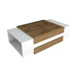 Tavolino da salotto Corineo, 110x57h31 cm, Bianco e Noce<Dmora Discount
