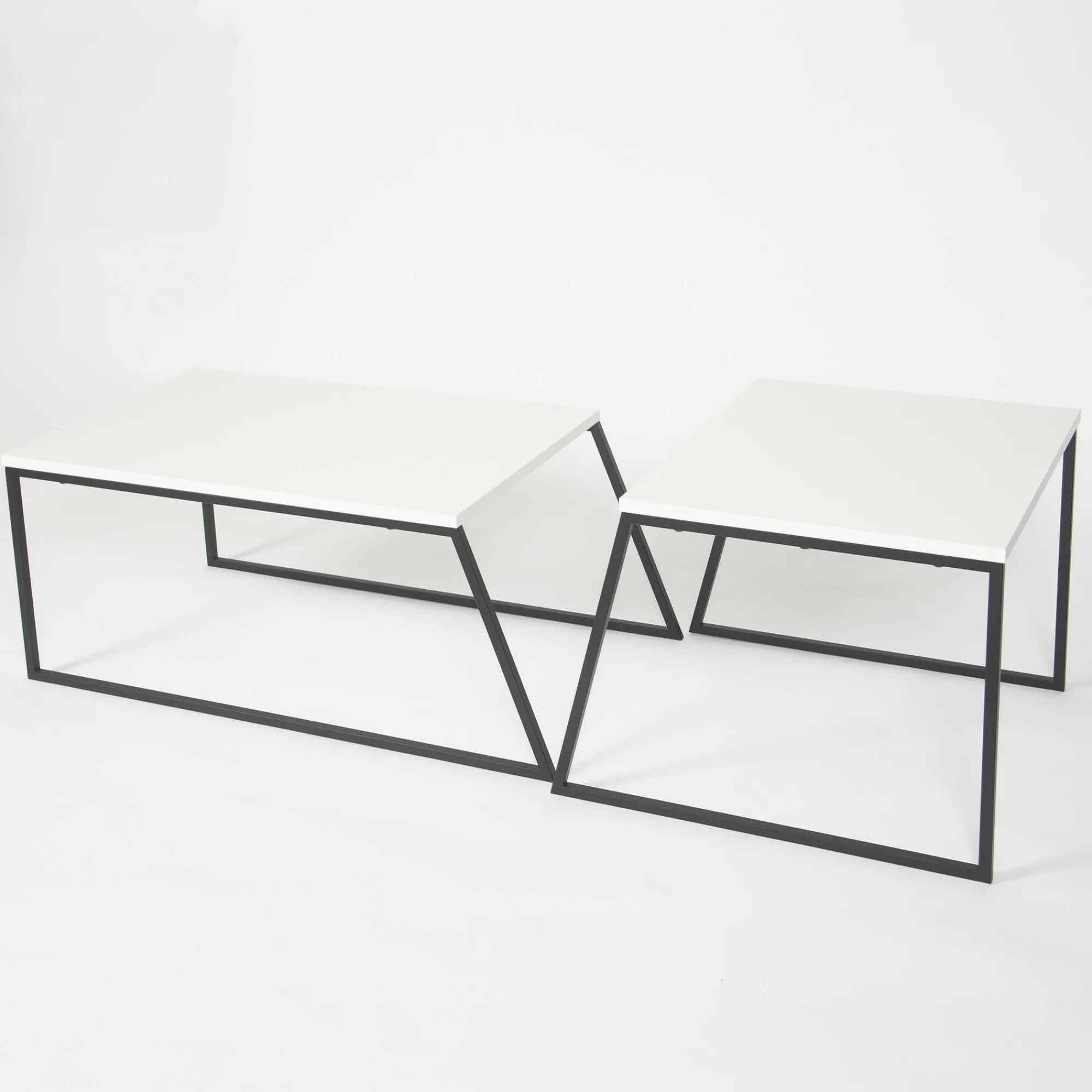 Tavolino da salotto Dbassin, 88x50 h38 cm, Bianco e Nero<Dmora Shop