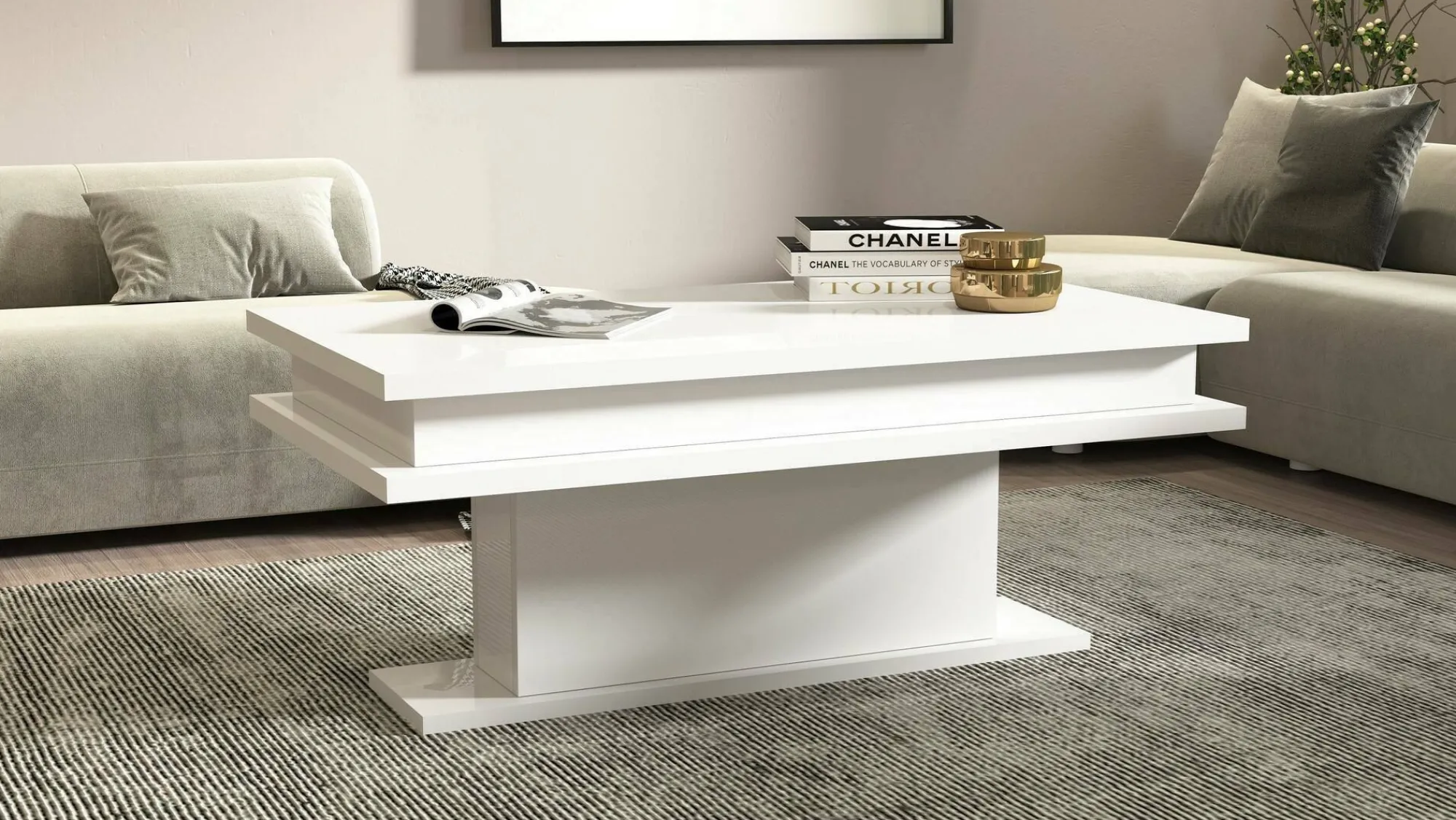 Tavolino da salotto Dcampores, 100x55h42 cm, lucido<Dmora New