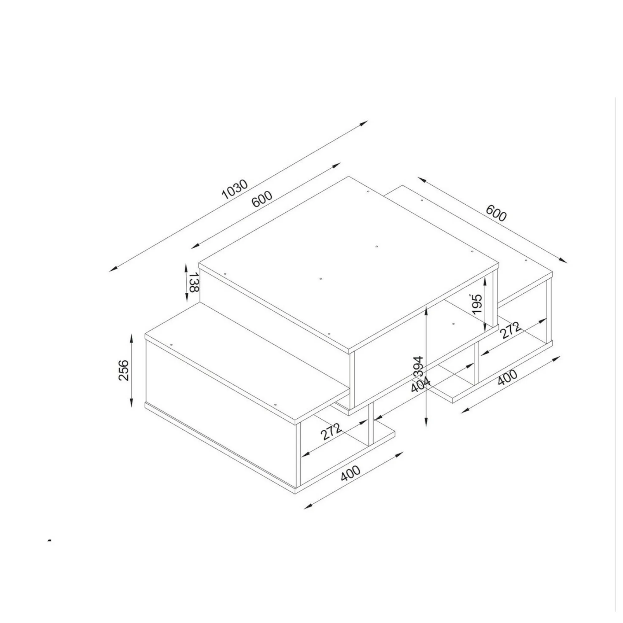 Tavolino da salotto Ddanielledesm, 103x60 h39 cm, Bianco e Noce<Dmora Sale