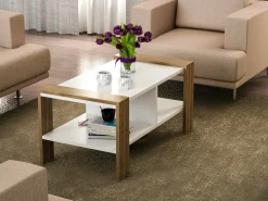 Tavolino da salotto Dkamensek-Pahi, 90x60 h42 cm, Bianco e Noce<Dmora Fashion