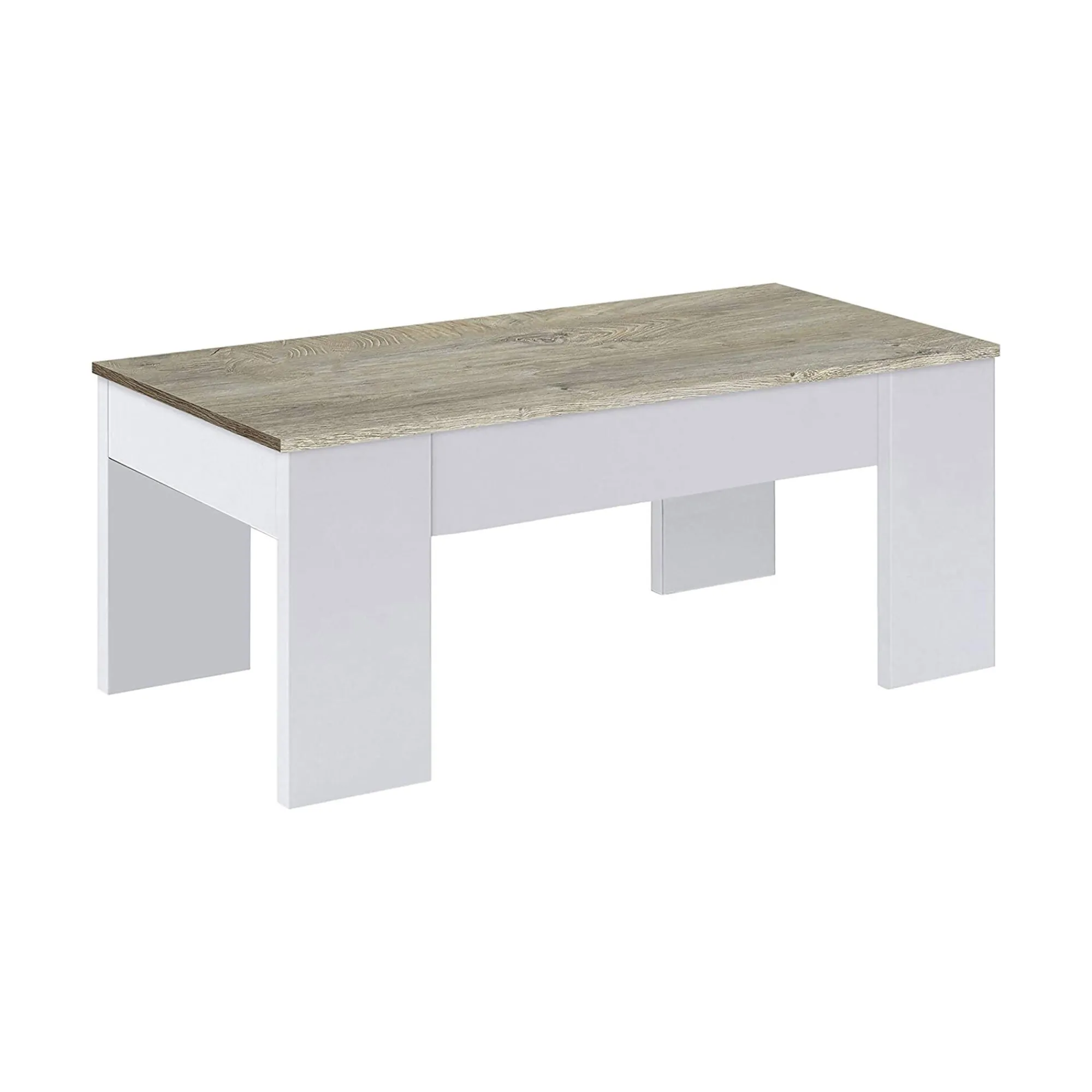 Tavolino da salotto Dleal, 100x50h45/56 cm, Bianco e Rovere Nodi<Dmora Discount
