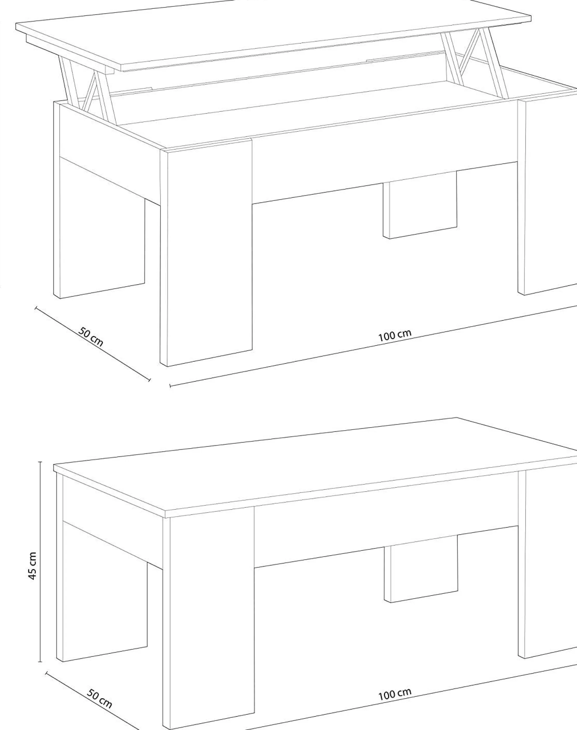 Tavolino da salotto Dleal, 100x50h45/56 cm, Bianco e Rovere Nodi<Dmora Discount