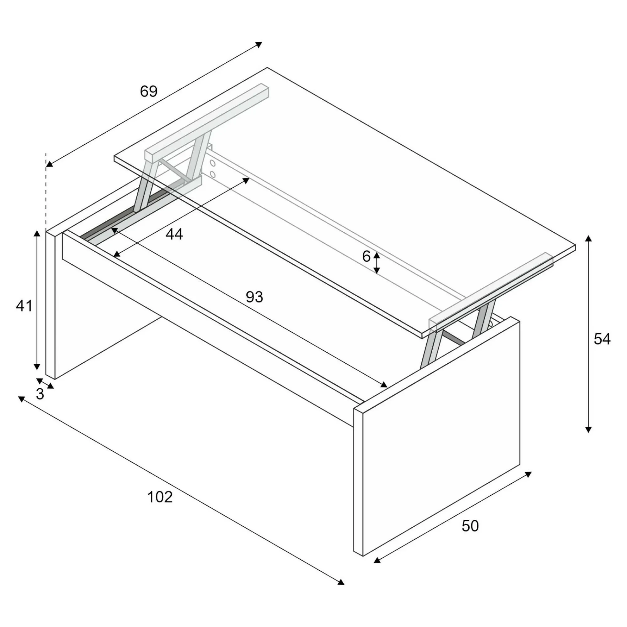 Tavolino da salotto Dlenzin, 102x50h43/54 cm,<Dmora Sale